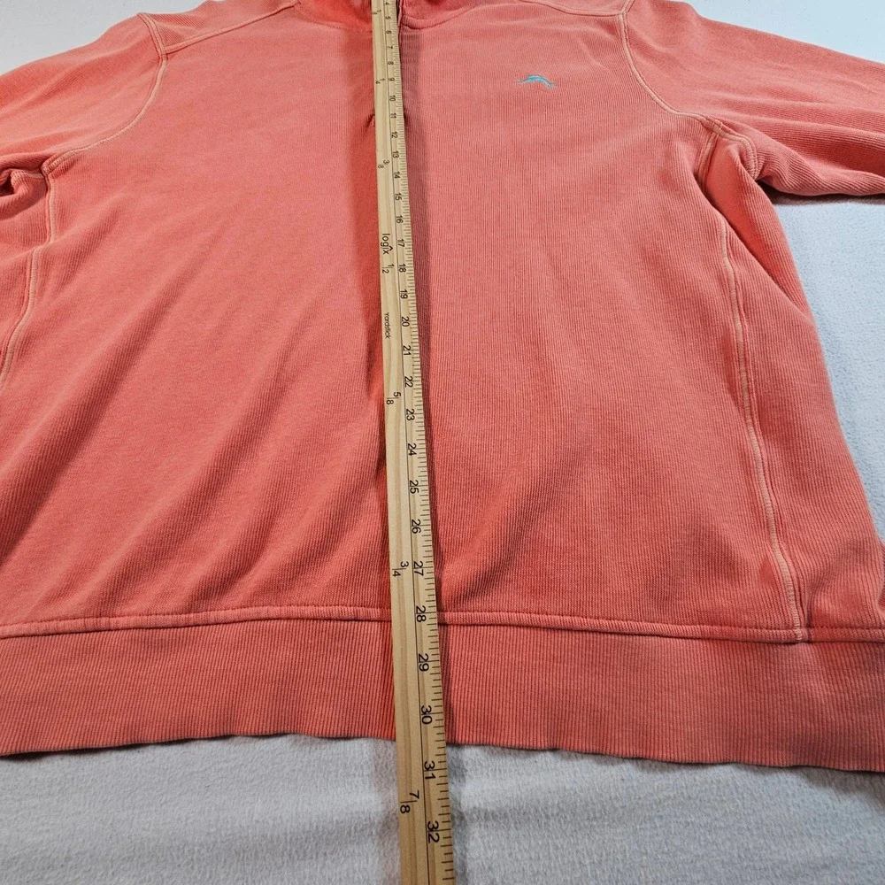 Tommy Bahama Pullover Mens 3XL Coral Orange Quarter Zip Ribbed Cotton TB21966